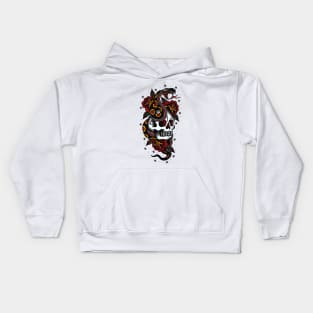 Traditional Skull Snake Roses Kids Hoodie